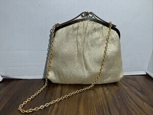 Gold Sparkly Handbag Clutch Purse Nightlife Gold Clasp Vintage